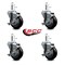 Service Caster 3.5'' Black Poly Swivel 7/16'' Grip Ring Stem Caster Set with Brake, 4PK SCC-GR20S3514-PPUB-BLK-TLB-716138-4 - alternate 3